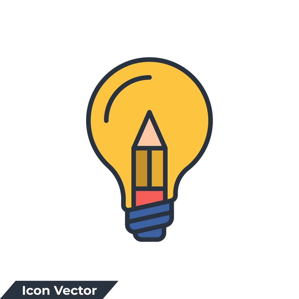 ilustración de vector de logotipo de icono de creatividad. lápiz en la plantilla de símbolo de bombilla para la colección de diseño gráfico y web