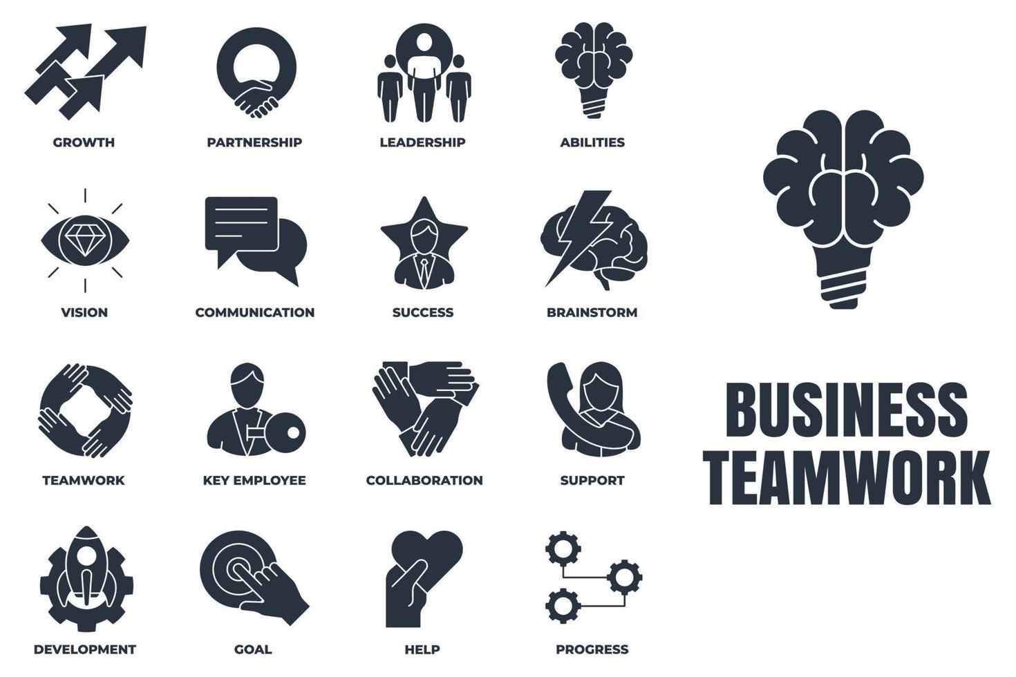 Set of Business teamwork icon logo vector illustration. goal, collaboration, support, development, communication, partnership and more pack symbol template for graphic and web design collection