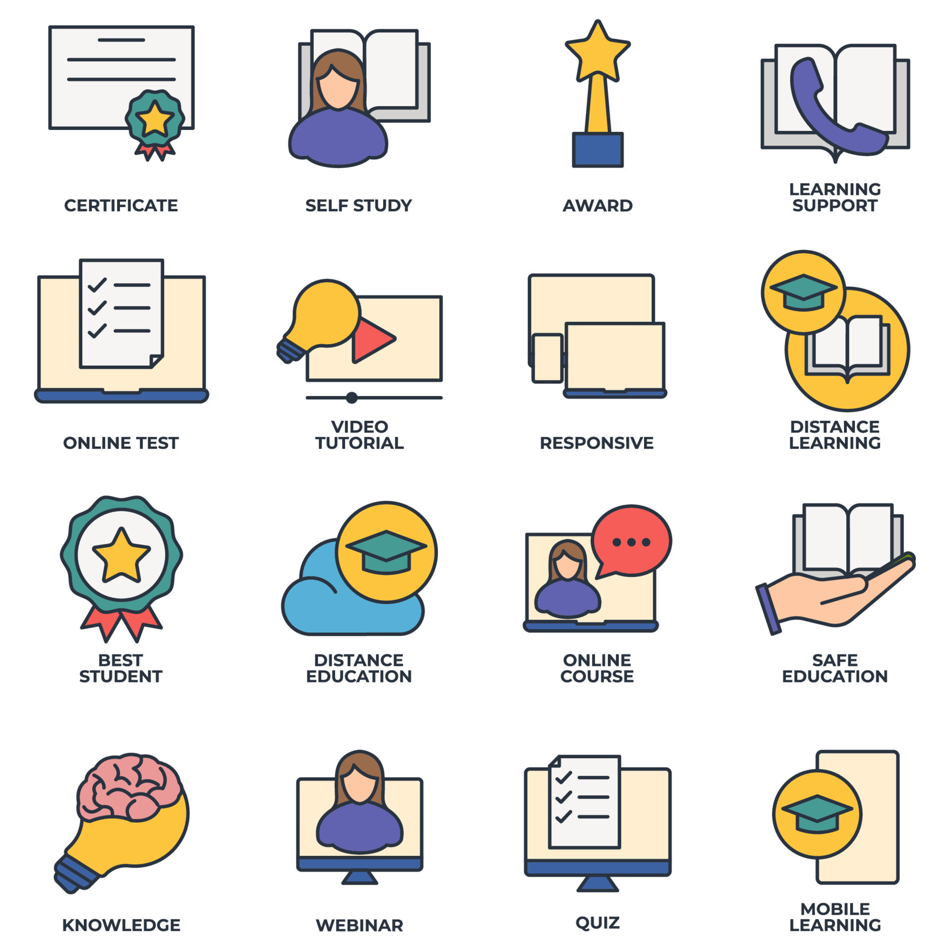 Set Of E learning Online Education Icon Logo Vector Illustration set-of-e-learning-online-education-icon-logo-vector-illustration
