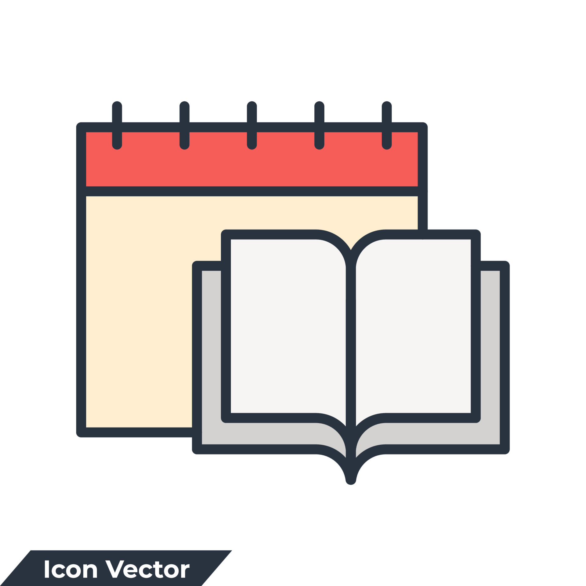 Calendar icon logo vector illustration study program calendar and book Calendar icon logo vector illustration study program calendar and book
