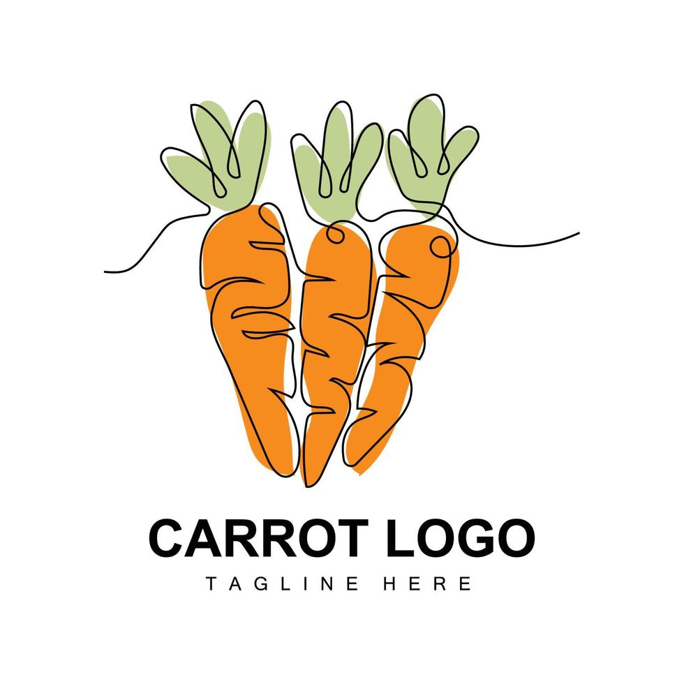 Carrot Logo Design Line Vector Style Vegetarian Fruit Vegetable Icon Cooking Ingredients