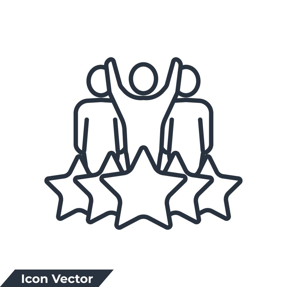 equipo de personas y estrella icono logo vector ilustración. plantilla de símbolo de experiencia para la colección de diseño gráfico y web