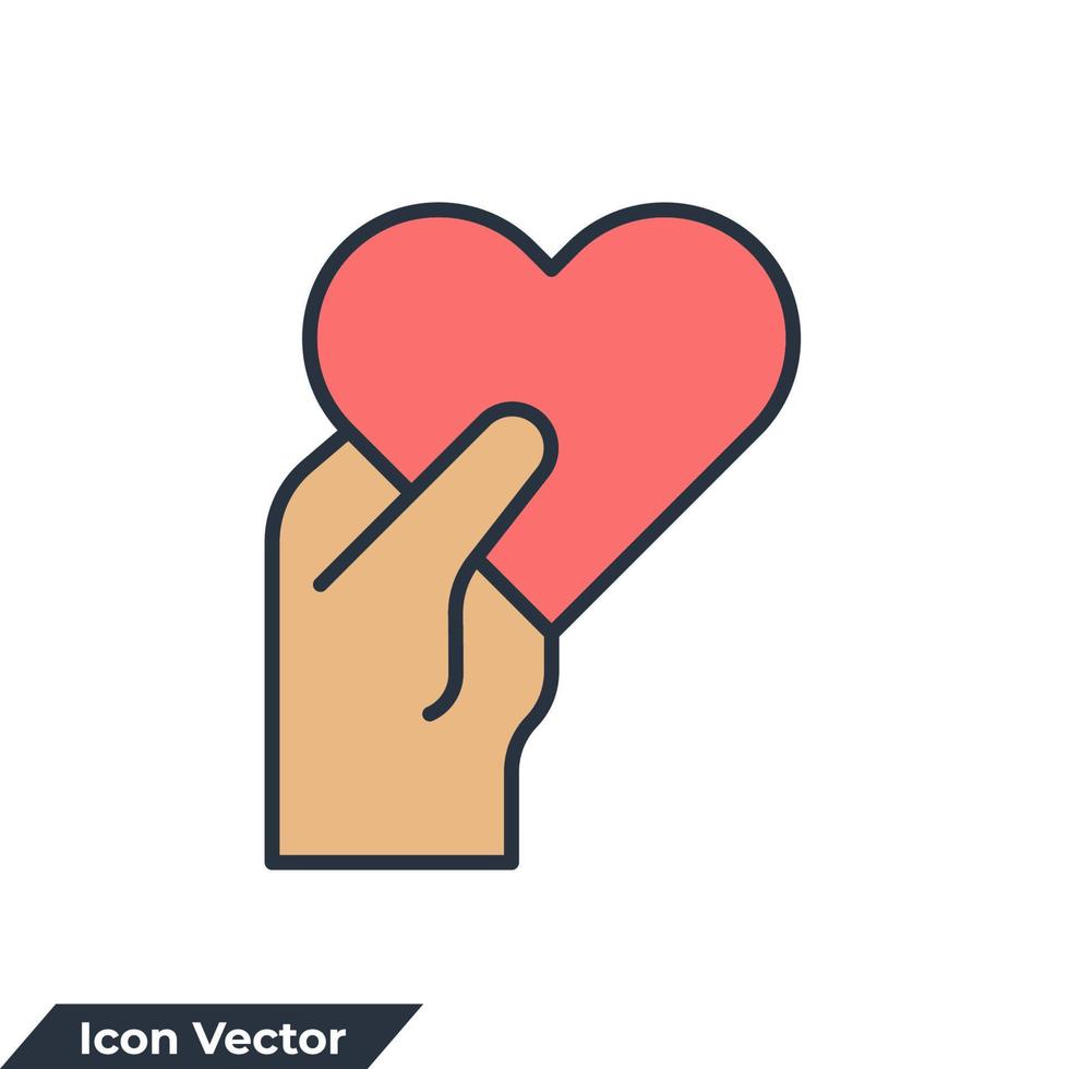 ilustración vectorial del logotipo del icono de ayuda. plantilla de símbolo de corazón en mano para la colección de diseño gráfico y web vector