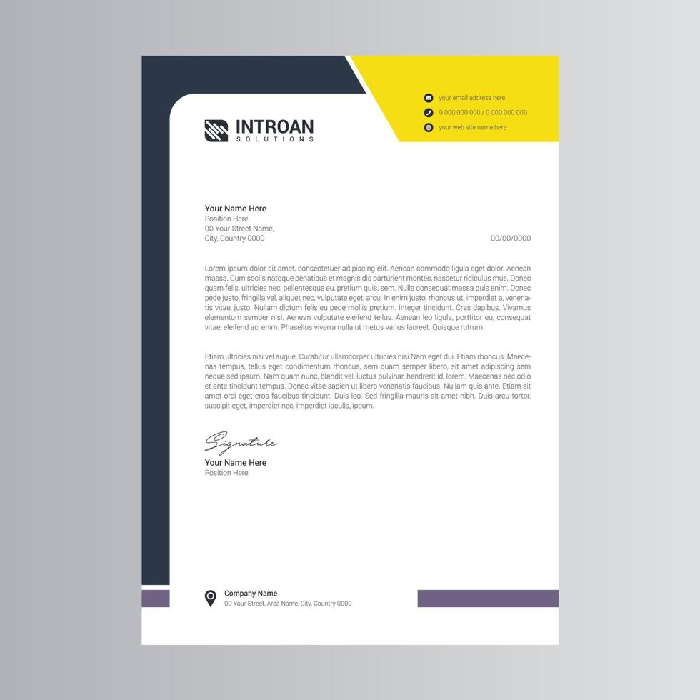 Clean and Corporate Letterhead Template vector