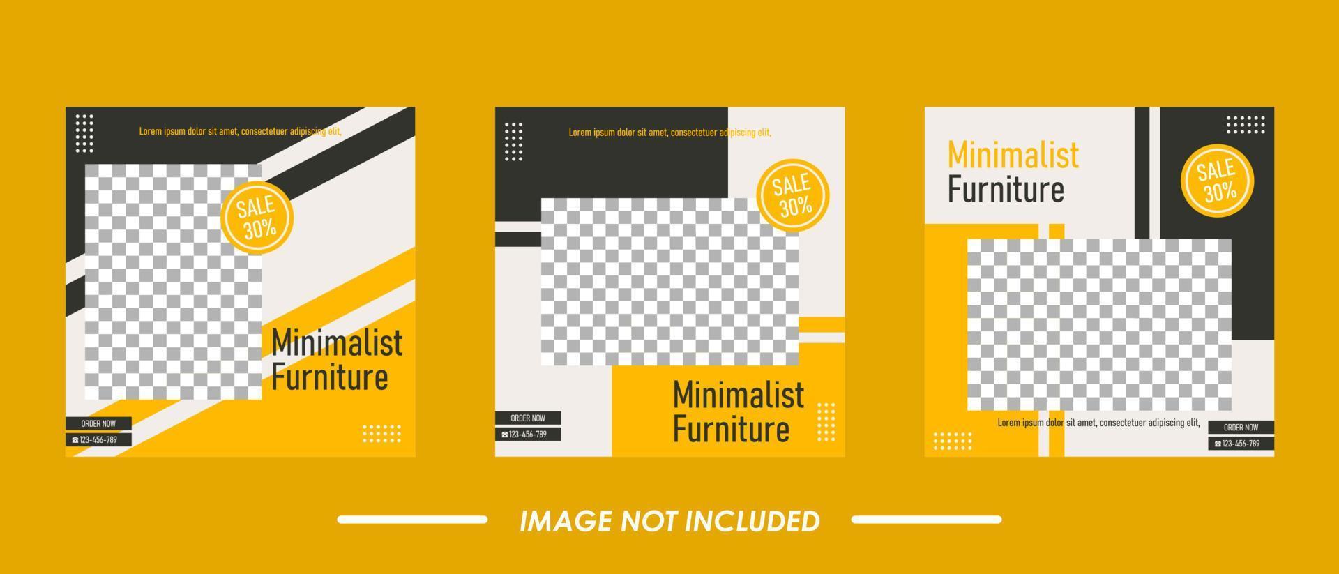 Modern furniture social media post template collection vector