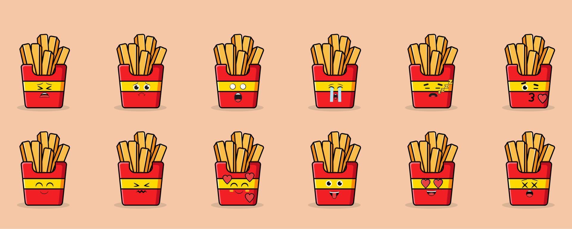 french fries emoticon vector