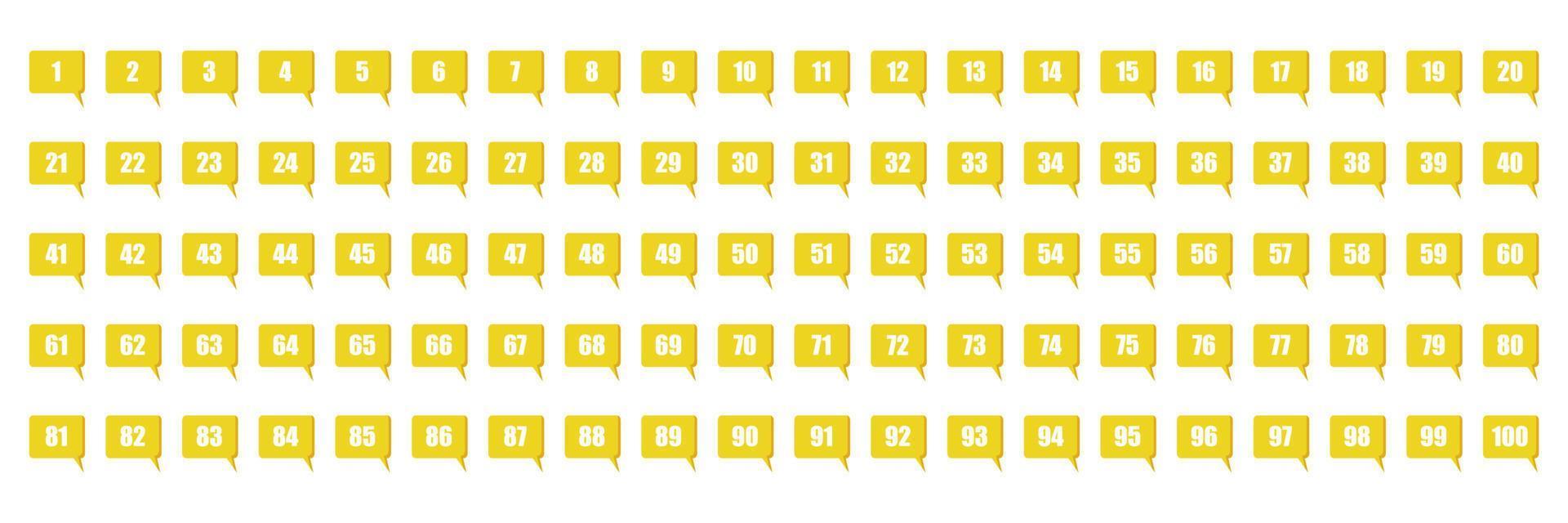 yellow number set vector