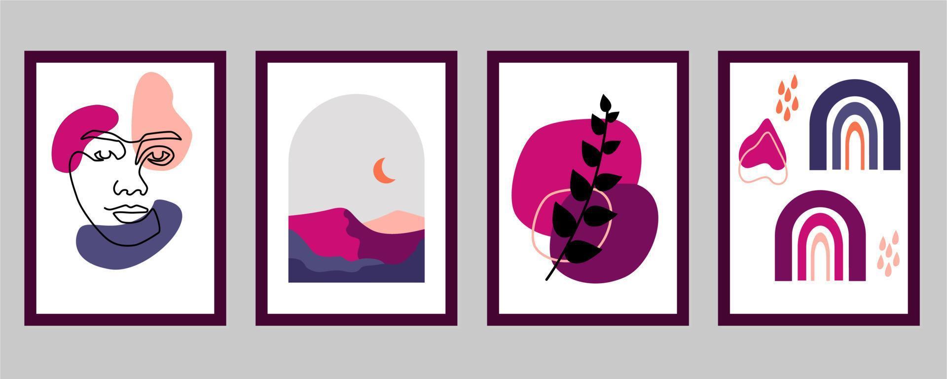 Hand drawn boho covers collection vector