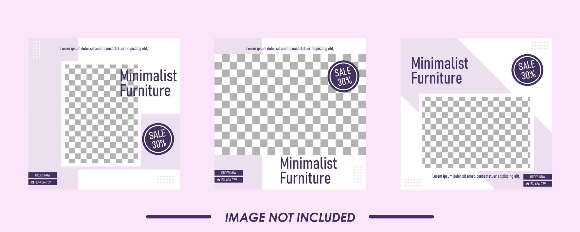 Modern furniture social media post template collection vector