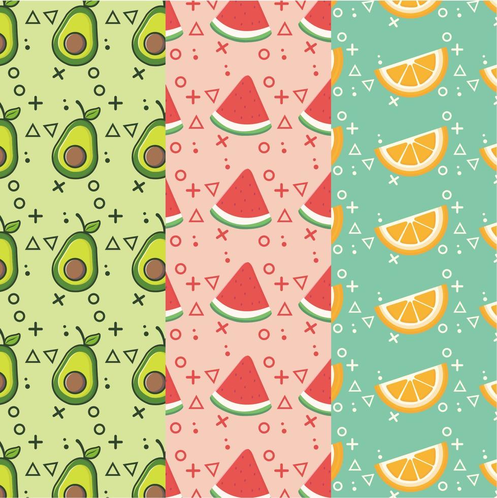 collection of creative colorful fruit pattern Backgrounds vector