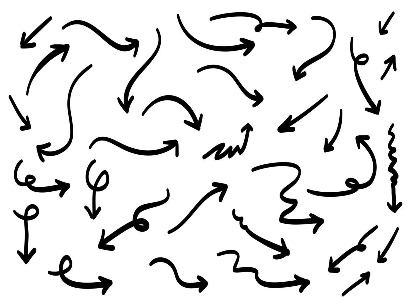 hand drawn Arrows icons Set. arrow icon with various directions. Doodle vector illustration. isolated on a white background.