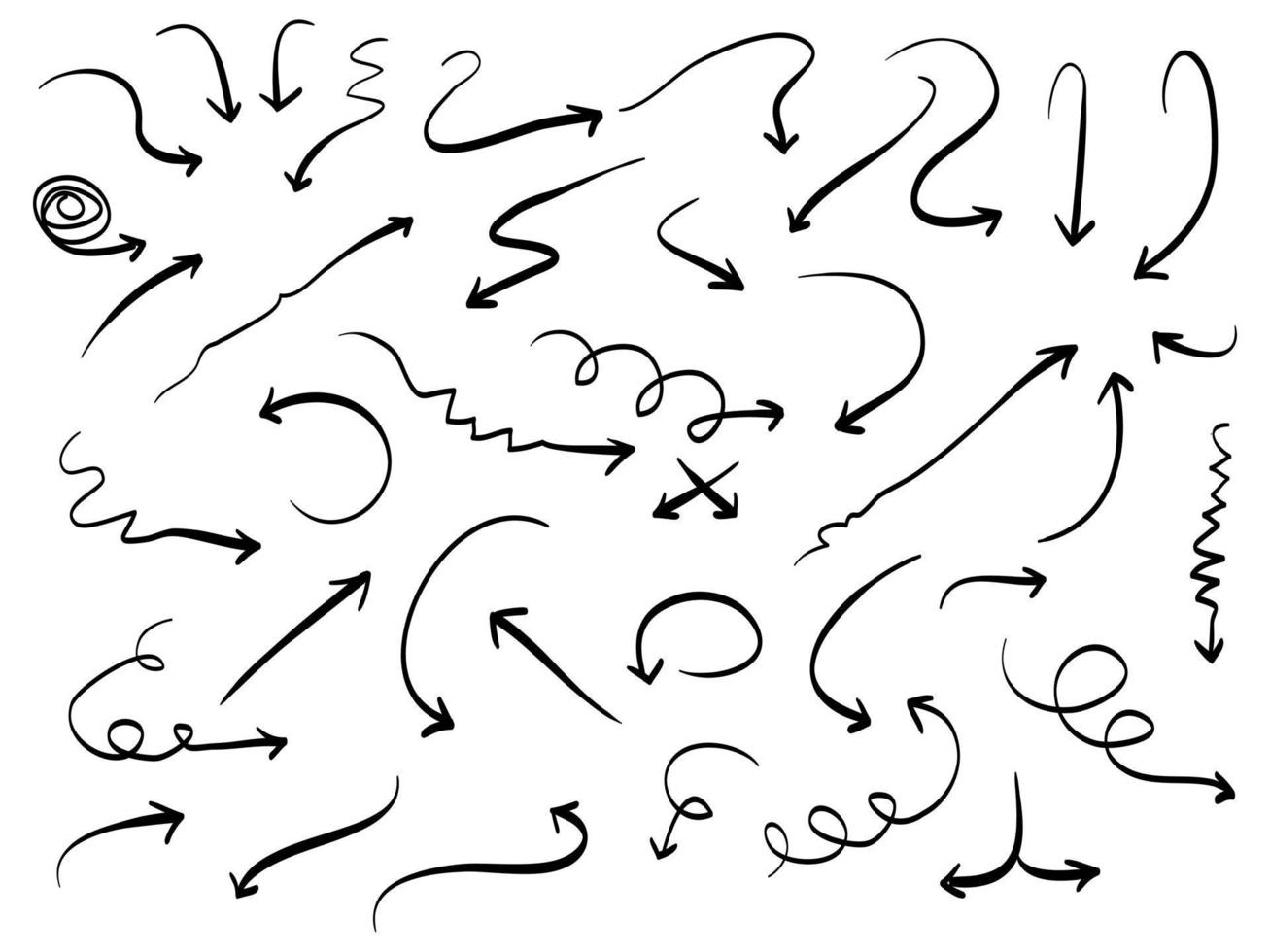 hand drawn Arrows icons Set. arrow icon with various directions. Doodle vector illustration. isolated on a white background.