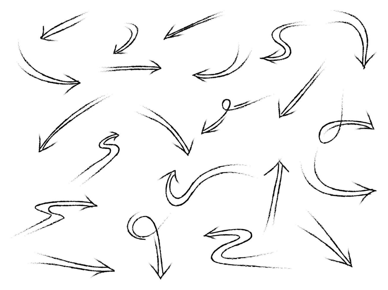 hand drawn Arrows icons Set. arrow icon with various directions. Doodle vector illustration. isolated on a white background.