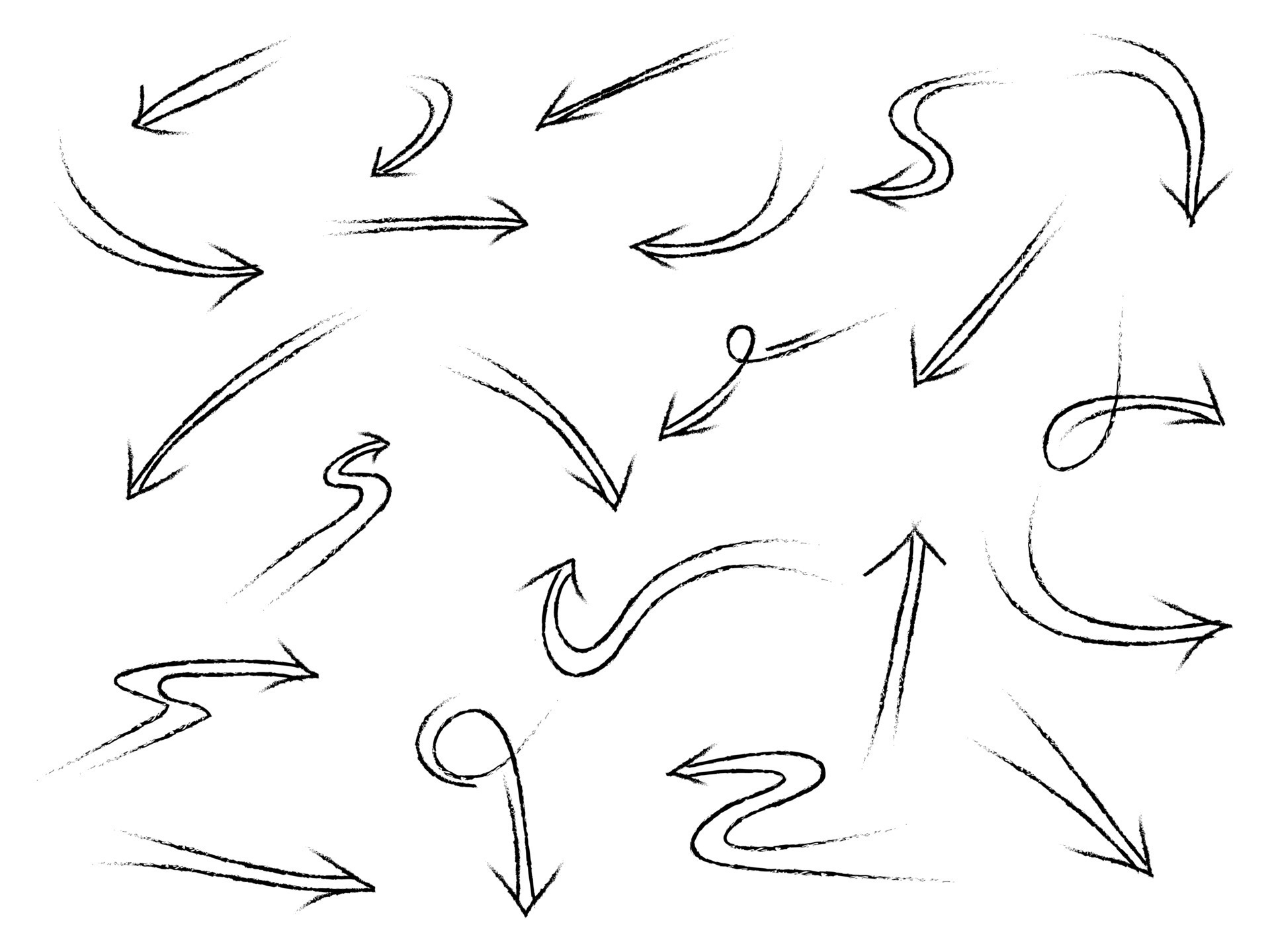 hand drawn Arrows icons Set. arrow icon with various directions. Doodle