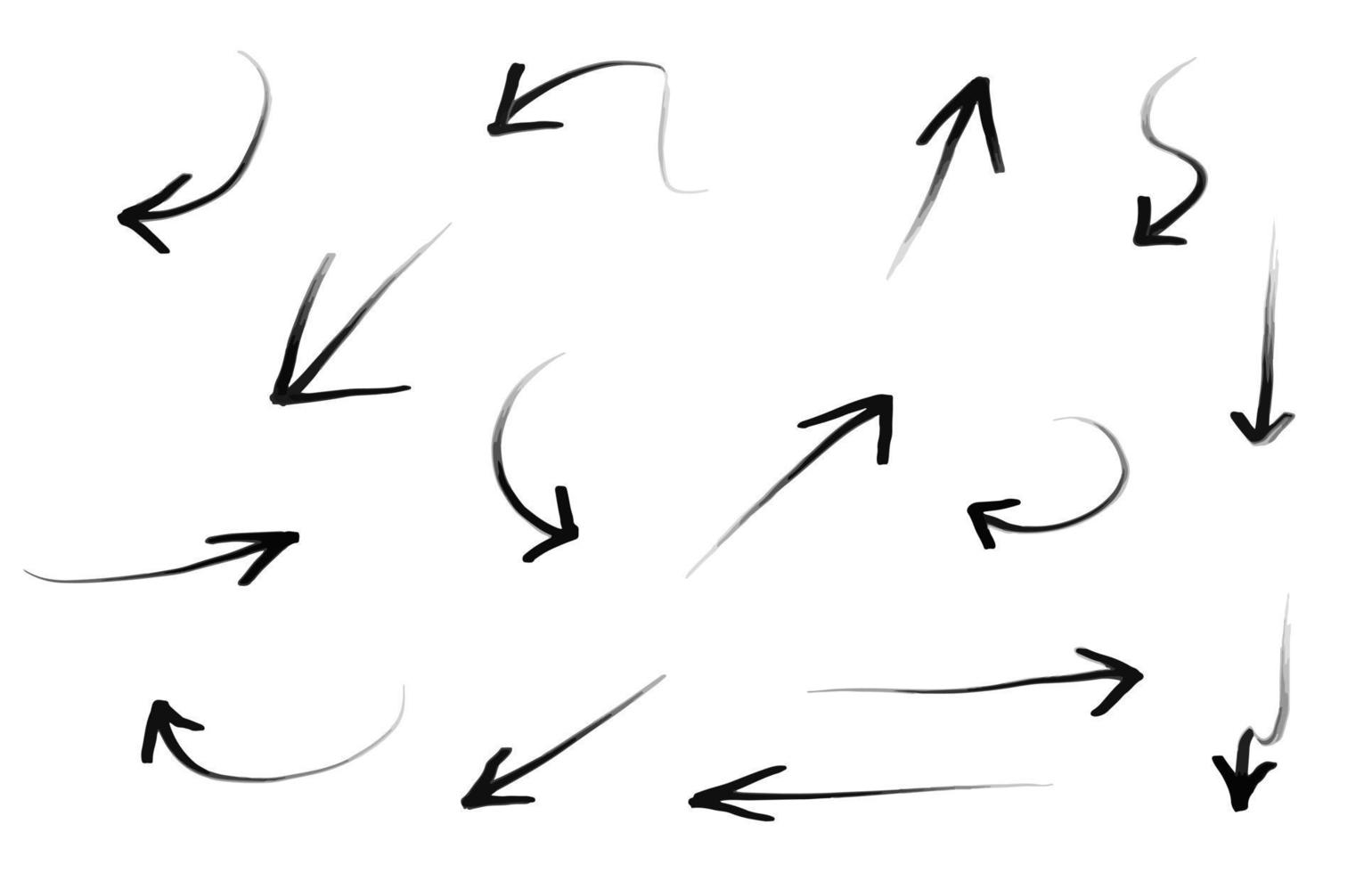 Printhand drawn Arrows icons Set. arrow icon with various directions. Doodle vector illustration. isolated on a white background
