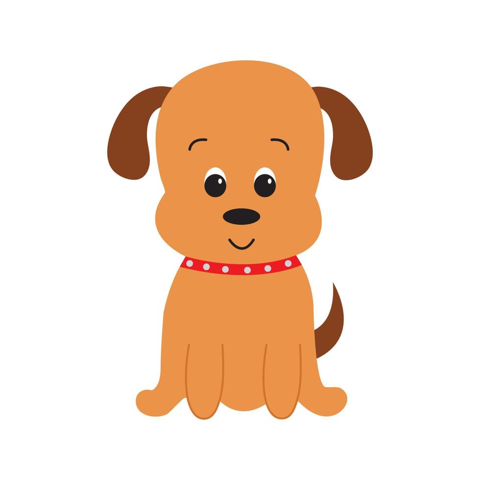 Cute cartoon dog. Vector flat illustration.