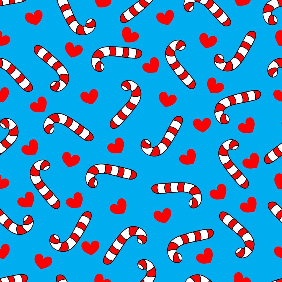 Seamless pattern with Candy Cane. Vector illustration. Christmas background.
