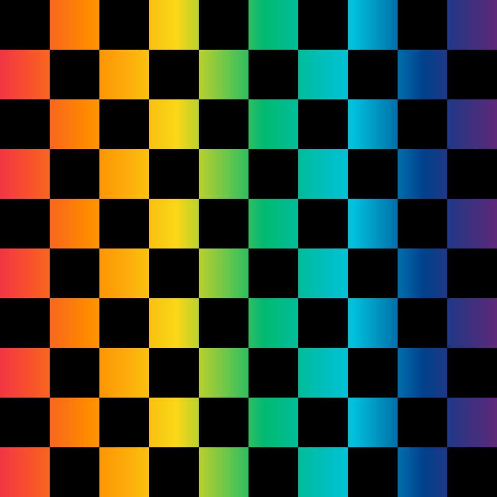 Black and rainbow squares seamless pattern.Checkered flag. Vector illustration.