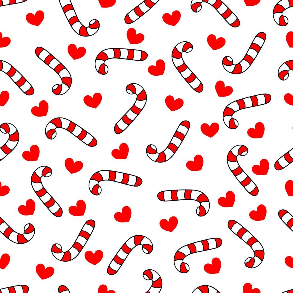 Seamless pattern with Candy Cane. Vector illustration. Christmas background.