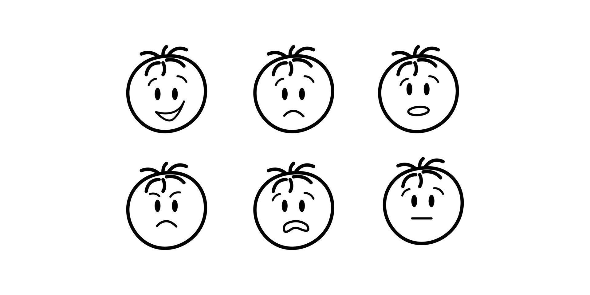 Stick figures. Emotions. Vector illustration.