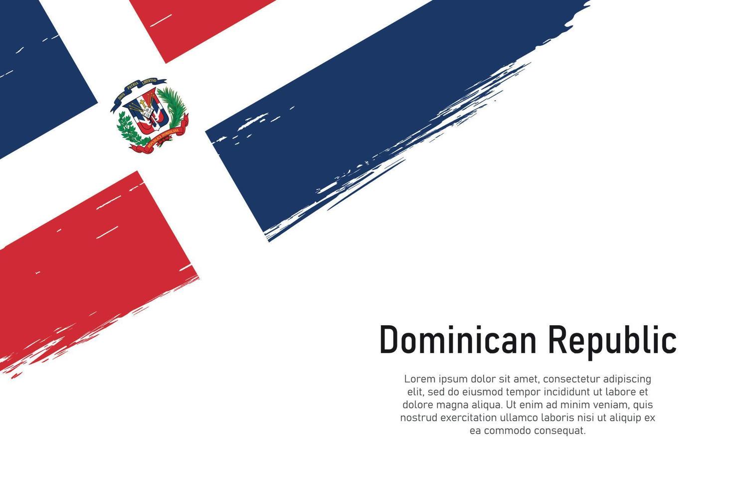 Grunge styled brush stroke background with flag of Dominican Rep vector