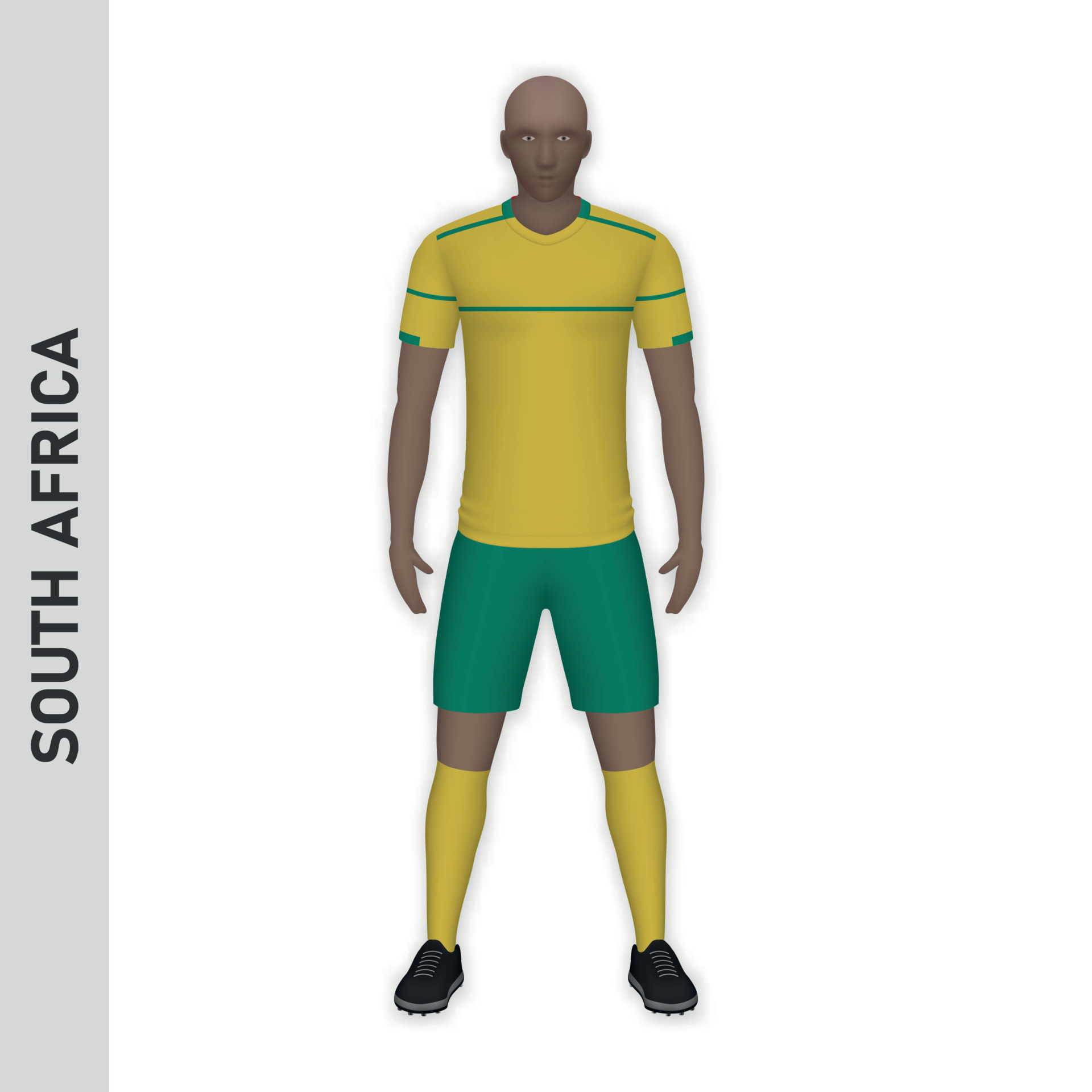 3D realistic soccer player mockup. South Africa Football Team Ki ...