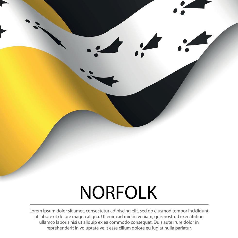 ondeando la bandera de norfolk es un condado de inglaterra sobre fondo blanco vector