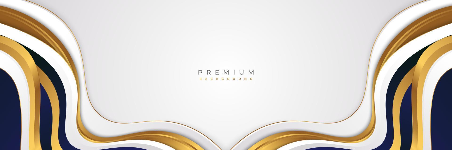 Abstract White, Blue and Gold Luxury Background. Elegant Background with Paper Cut Style vector