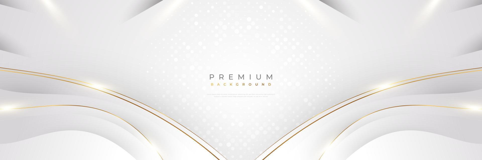 Luxury White and Gold Background with Golden Lines and Paper Cut Style. Premium Gray and Gold Background for Award, Nomination, Ceremony, Formal Invitation or Certificate Design vector