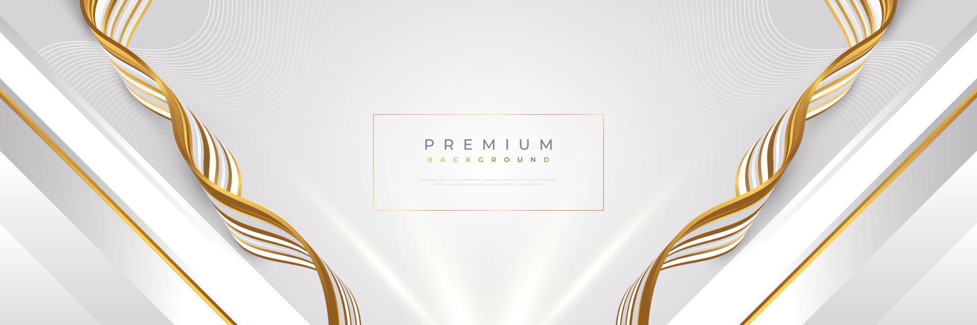 Luxury White and Gold Background with Golden Lines and Paper Cut Style. Premium Gray and Gold Background for Award, Nomination, Ceremony, Formal Invitation or Certificate Design vector