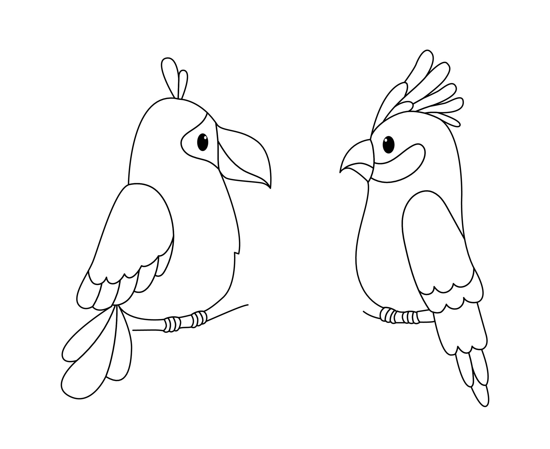 Coloring Page Outline Of Cartoon parrot . Coloring book for kids