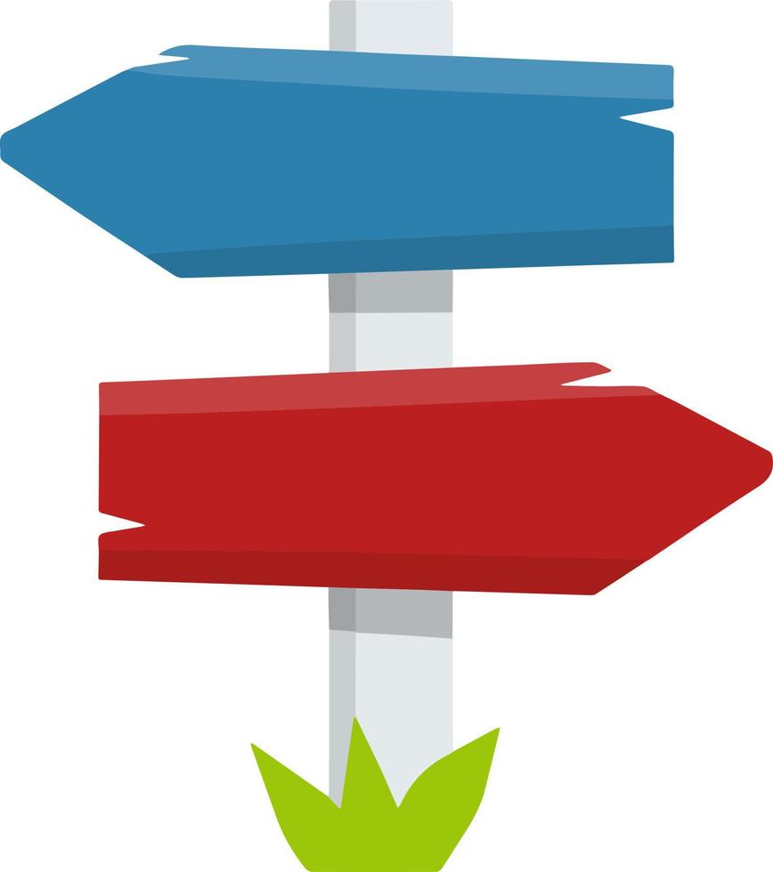 Path pointer with plate. Cartoon flat illustration. Direction way. vector