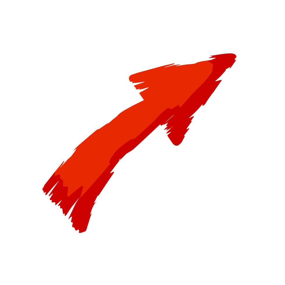 Red arrow with ragged edges. Direction indicator in grunge style. vector