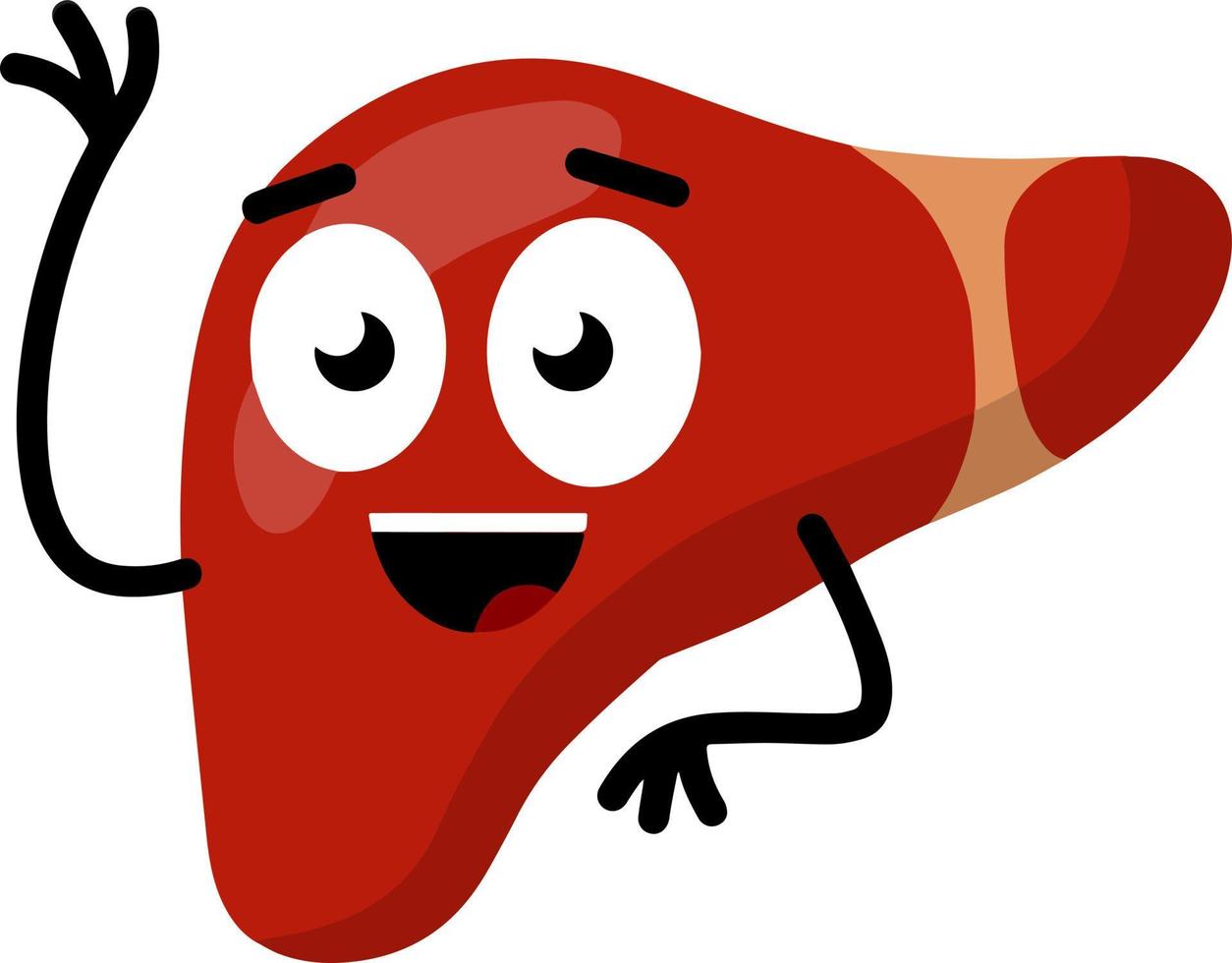 Healthy liver. Red internal human organ. Medicine and analysis. Cartoon flat illustration vector