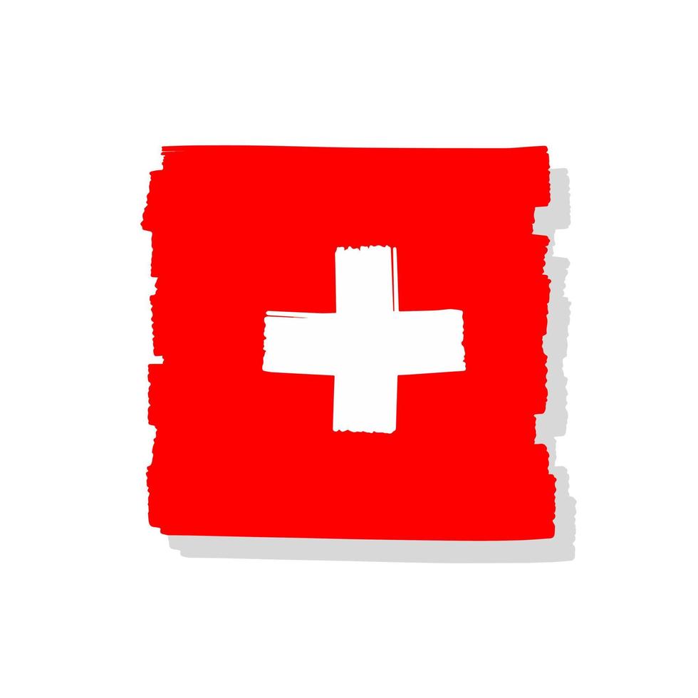 Flag Of Switzerland. Red and white symbol of the state. Alpine European country. vector