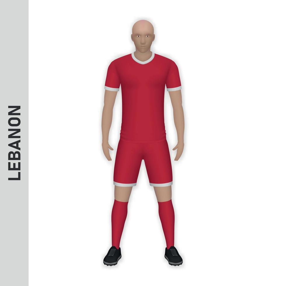 3D realistic soccer player mockup. Lebanon Football Team Kit tem vector