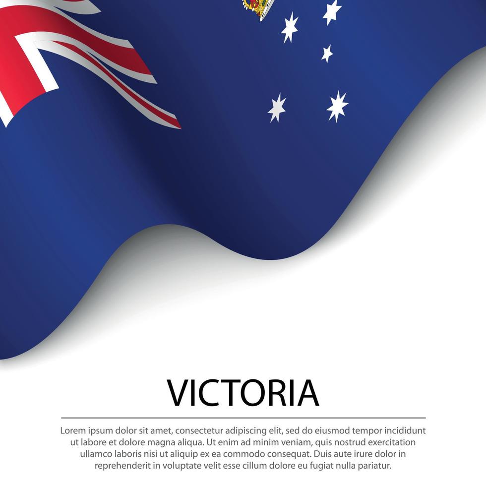 ondeando la bandera de victoria es un estado de australia en backgro blanco vector