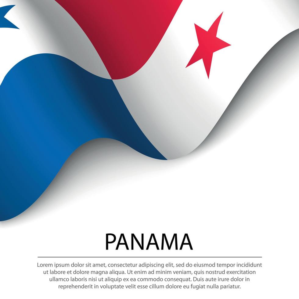 ondeando la bandera de Panamá sobre fondo blanco. temperatura de la pancarta o la cinta vector