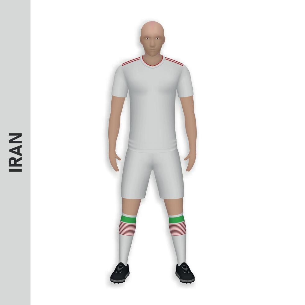 3D realistic soccer player mockup. Iran Football Team Kit templa vector