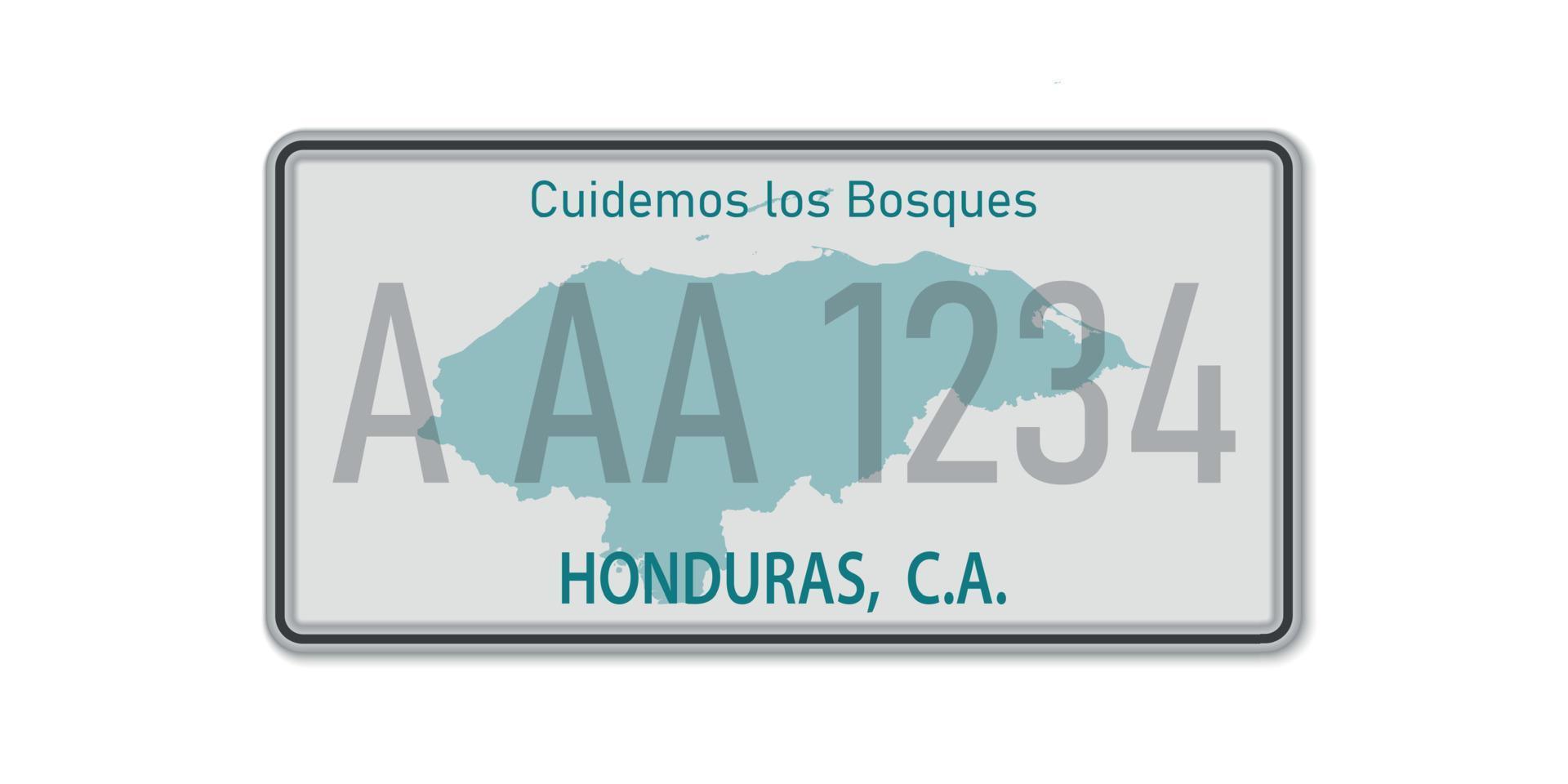 Car number plate . Vehicle registration license of Honduras. Ame vector