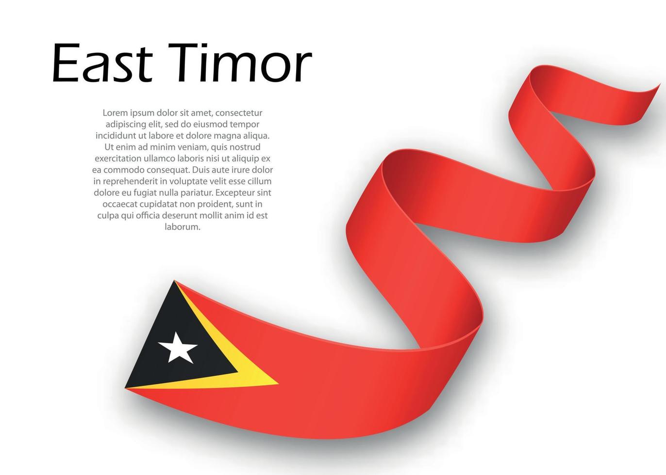 Waving ribbon or banner with flag of East Timor. Template for in vector