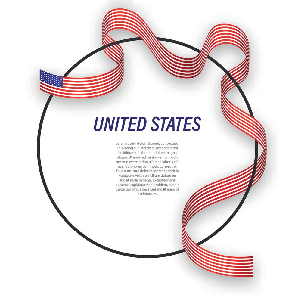 Waving ribbon flag of on circle frame. Template for independenc vector