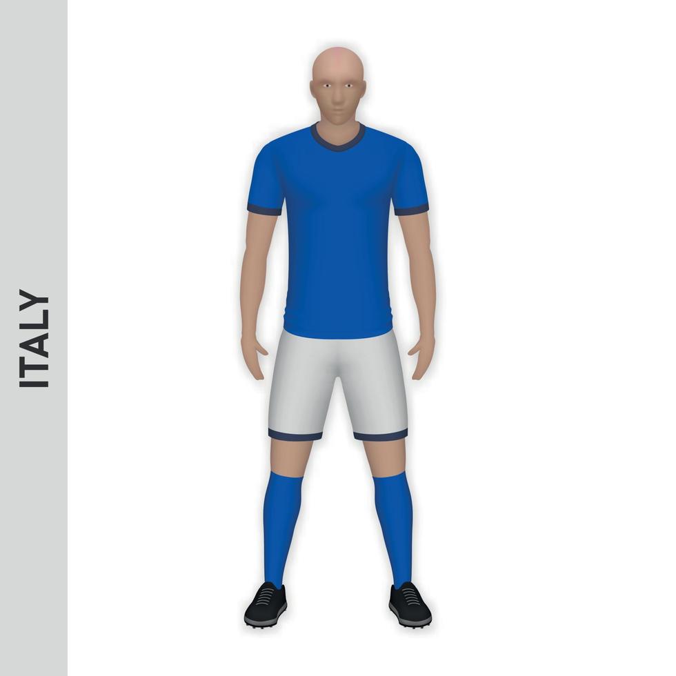 3D realistic soccer player mockup. Italy Football Team Kit templ vector