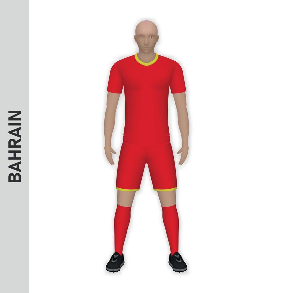 Maqueta de jugador de fútbol realista en 3d. kit de equipo de fútbol de bahrein tem vector