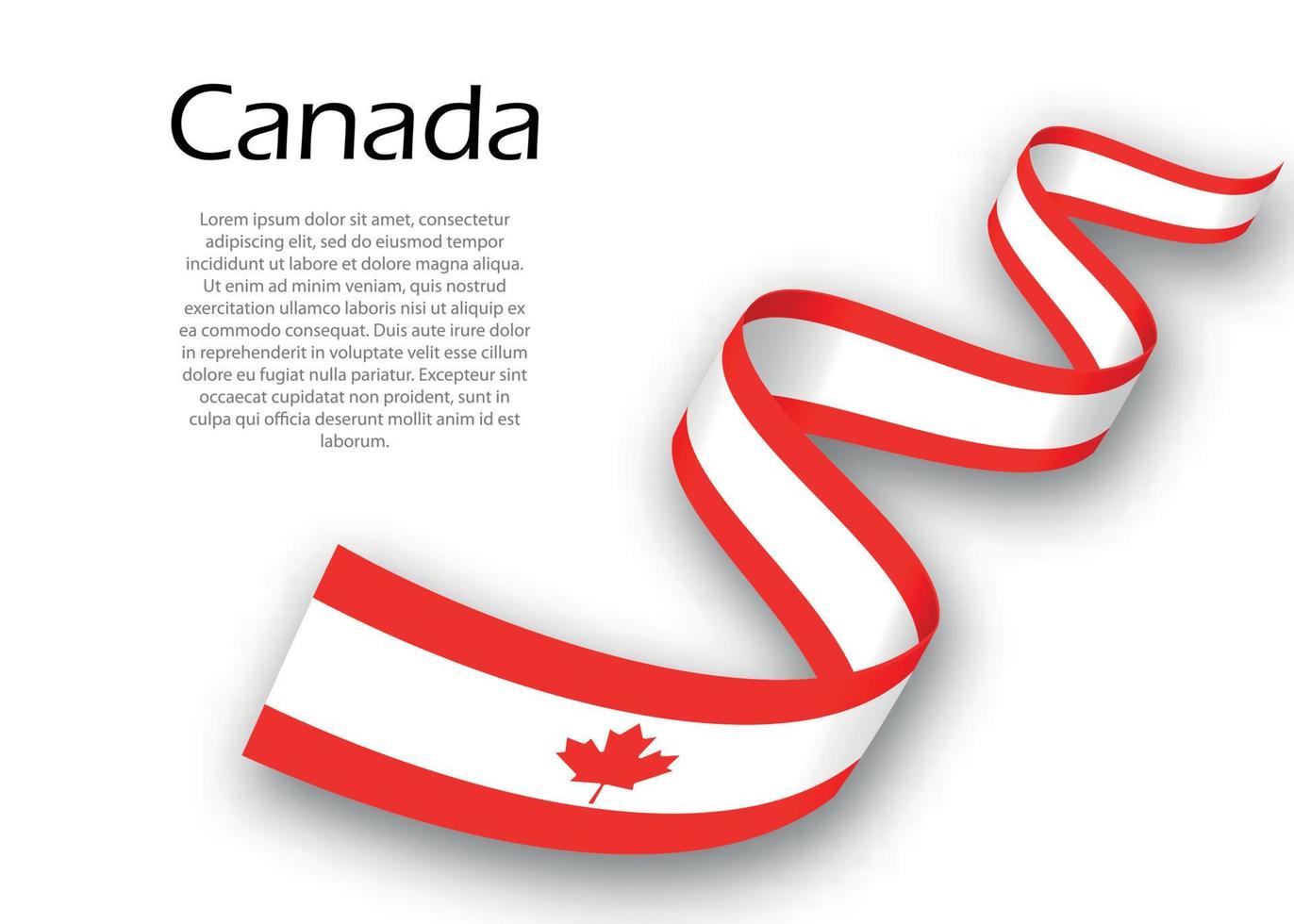 Waving ribbon or banner with flag of Canada. Template for indepe vector