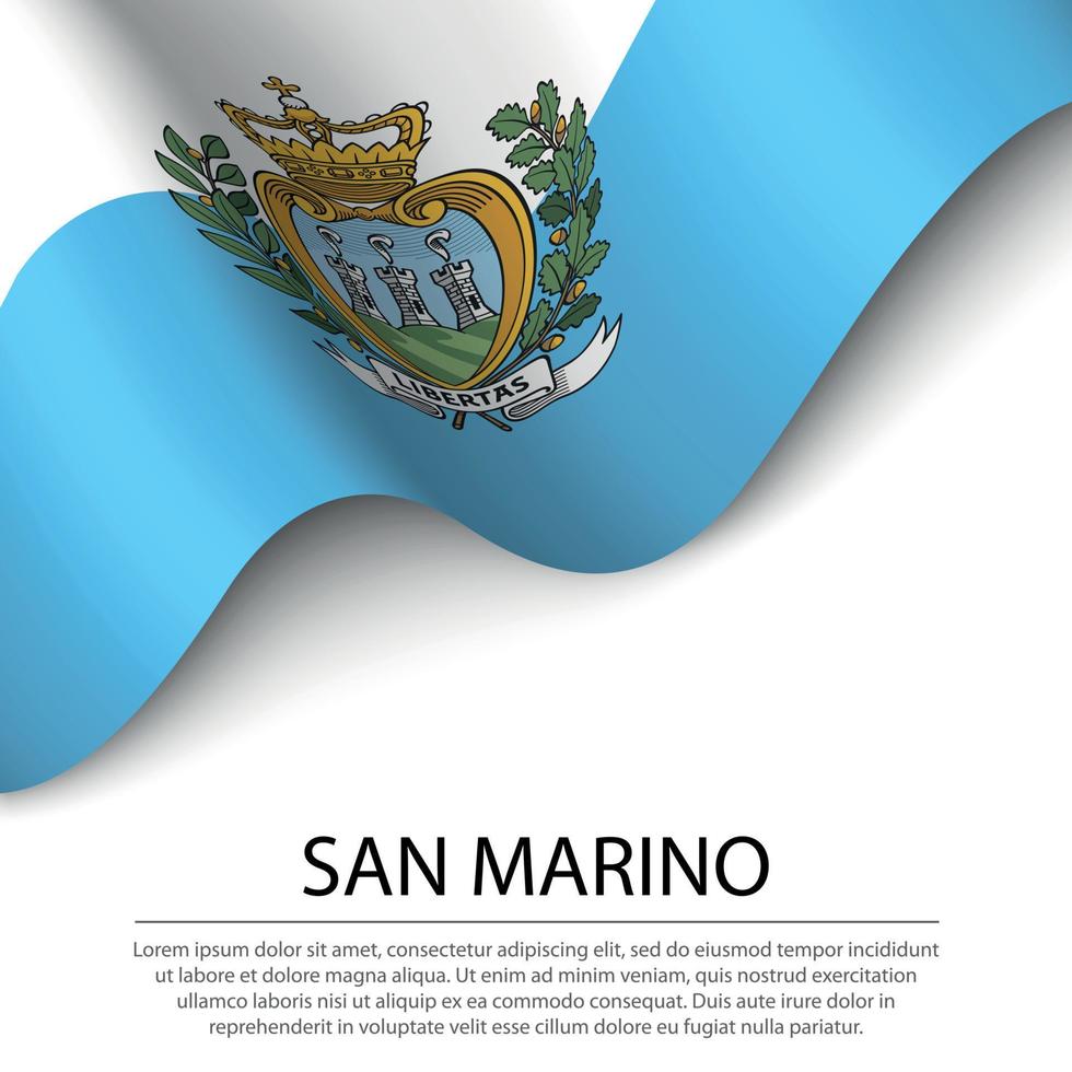Waving flag of San Marino on white background. Banner or ribbon vector
