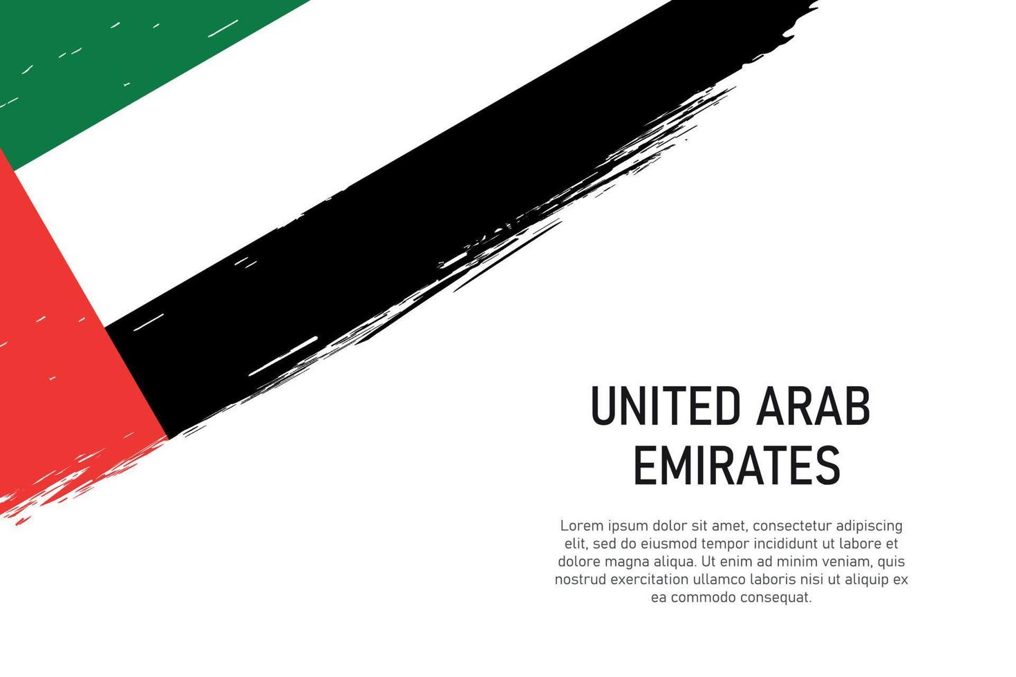 Grunge styled brush stroke background with flag of United Arab E vector