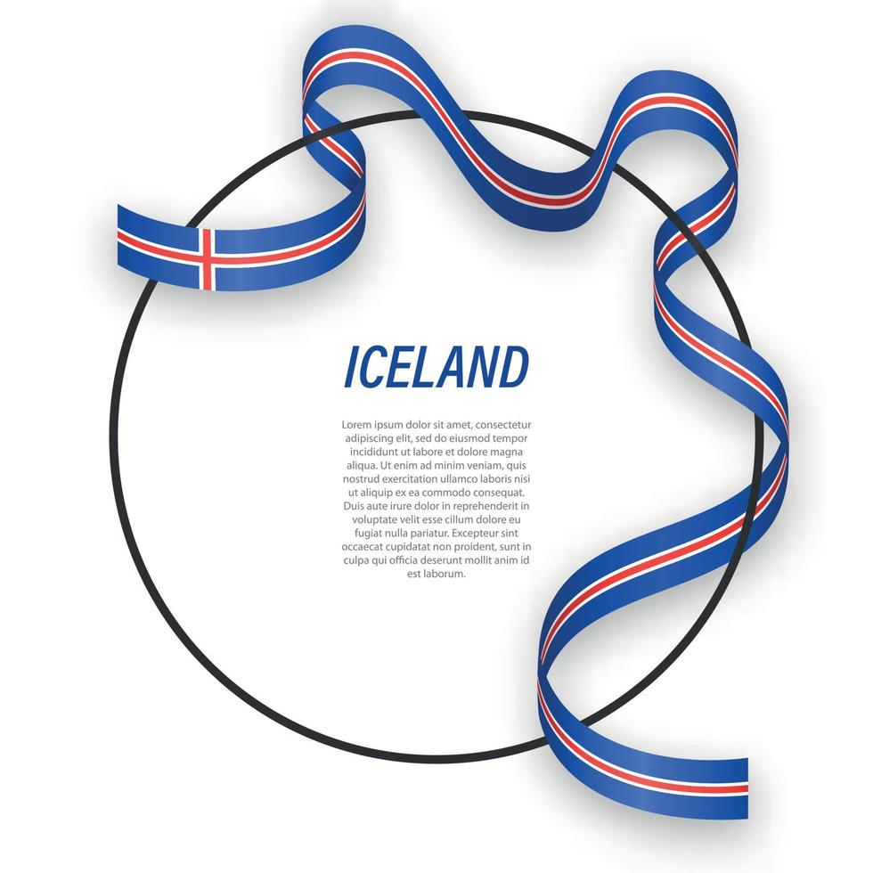 ondeando la bandera de la cinta de islandia en el marco del círculo. plantilla para inde vector