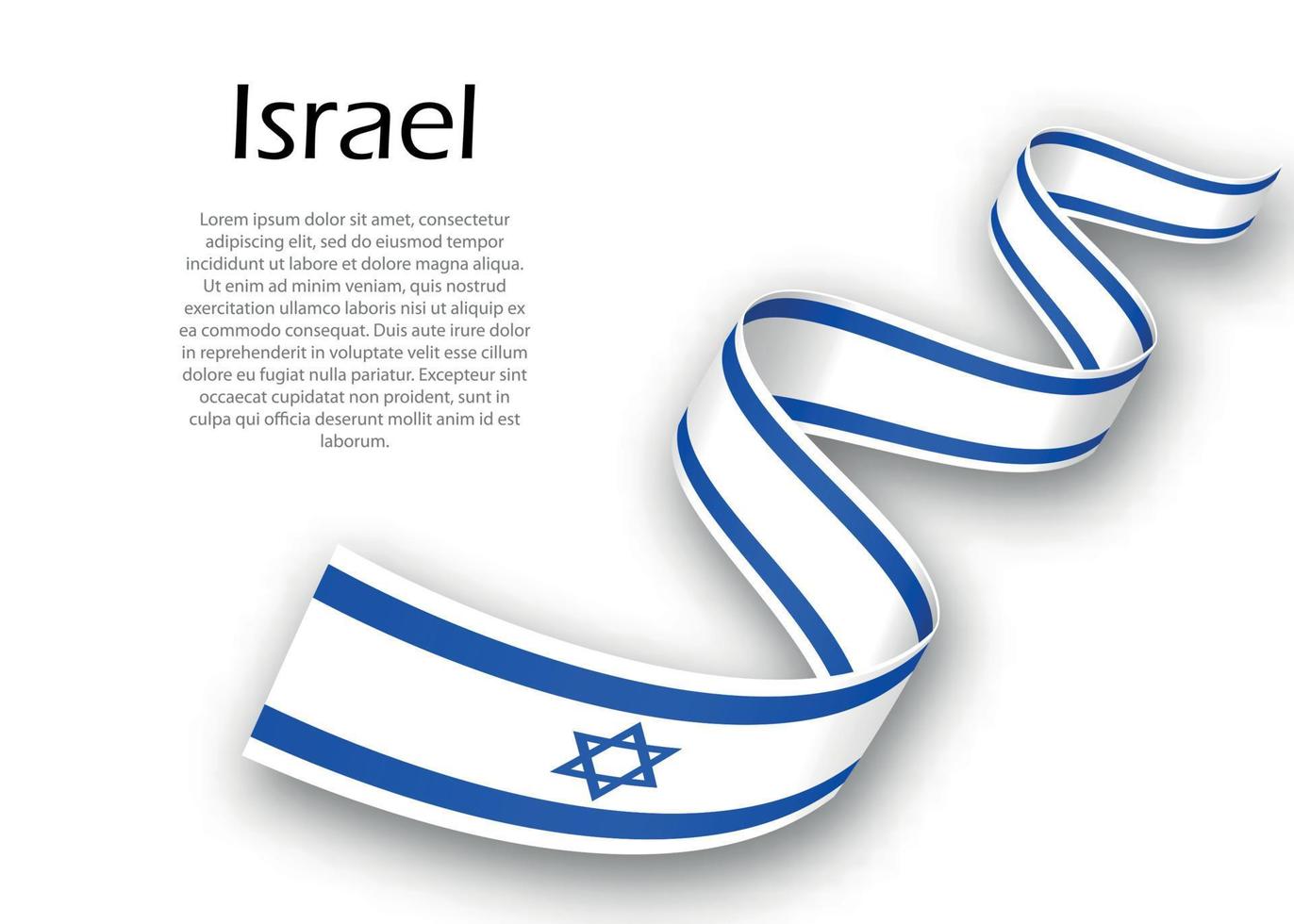 Waving ribbon or banner with flag of Israel. Template for indepe vector