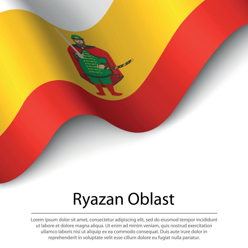 Waving flag of Ryazan Oblast is a region of Russia on white back vector